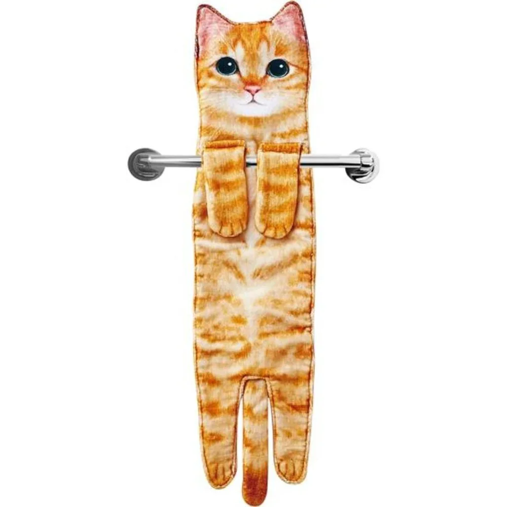 Funny Hand Towels - Cute Cat Decor Hanging Washcloths & Face Towels